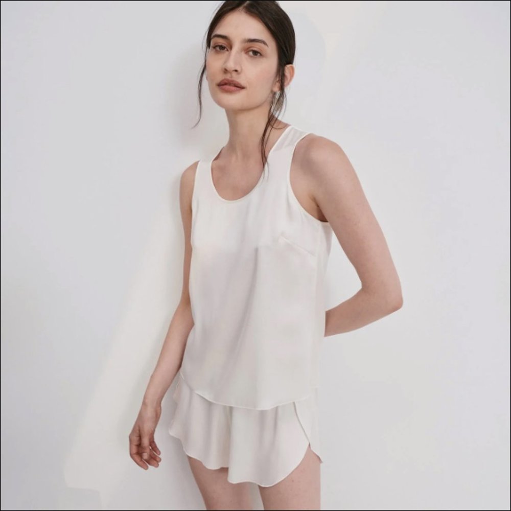 Lunya Washable Silk Set, Tranquil White, Size Small